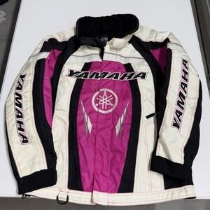 Yamaha Racing Jacket Pink White Black Embroidered Moto Biker Streetwear Womens M